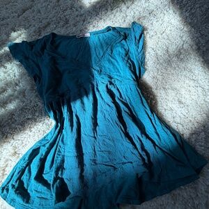 Stylish SO Vibrant Blue teal super cute spring V-neck adorable flowy Women's Blo